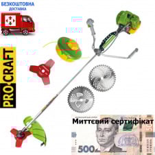Бензокоса ProCraft T4200 EL (Електростартер) (3 ножі (40Т переможе, 3Т, 8Т) та 1 котушка-ліска) штанга 28 мм +сертифікат