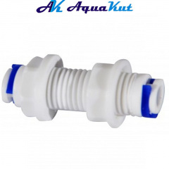 Муфта для перегородки з різьбленням Aquakut 3/8"QC-3/8"QC (QC-20) Київ