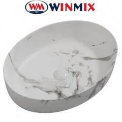 Раковина (умивальник) накладна Winmix Premium ELLIPSE-0104 MARBLE 550*410*140mm (мармур) Умань