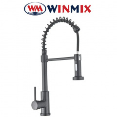 Змішувач для кухні Вухо Winmix Premium SPRING (Chr-017) GRAPHITE із зливом пружина, Польща Херсон