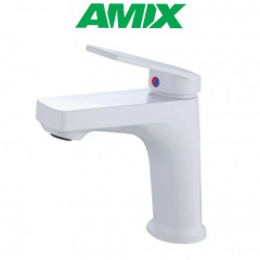 Змішувач для умивальника з термопластику AMIX Lucas-001 SET White (з підводом), Білий Київ