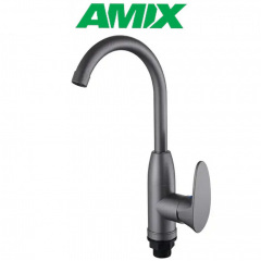 Змішувач для кухні з термопластику AMIX CEZAR-011-B SET GRAPHITE (з підведенням), Графіт Київ