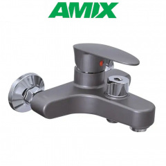 Змішувач для ванни з термопластику AMIX CEZAR-009 EURO SET GRAPHITE (зі шлангом, лійки та кронштейном), Графіт Львів