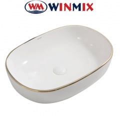 Раковина (умивальник) накладна Winmix Premium ELLIPSE -0105 EDGE GOLD 600*400*150mm (золота окантовка) Ужгород