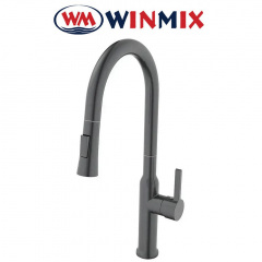 Змішувач для кухні Вухо Winmix Premium PULL GRAPHITE (Chr-014) з висувним зливом, Польща Фастів