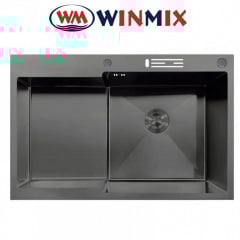 Кухонна мийка Winmix MH7849R-HK Nano-Black &quot;Глибоке крило&quot; з підставкою під ножі з нержавіючої сталі Виноградов