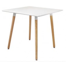 Квадратный стол обеденный Нури 80х80 см белый ножки деревянные