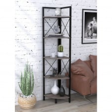 Кутовий стелаж Loft-Design L-175 відкритий металевий дуб-палена