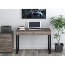 Стіл письмовий-комп'ютерний Loft-Design L-1100х550х750 мм сірий дуб-палена чорні ніжки