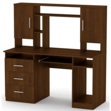 Компьютерный стол Компанит Менеджер 1400х598х756 мм с полками дсп орех
