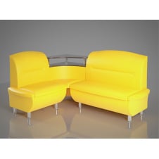 Диванчик кутовий Смузі Sentenzo 160х125 см шкірозамінник жовтий в офіс для відвідувачів.