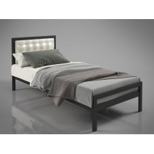 Ліжко односпальне Герань Тенеро 80х190 см металеве з м'яким узголів'ям