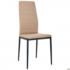 М'який кухонний стілець AMF Сицилія чорний каркас сидіння кожзам сірий