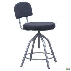 Стілець для касира АМФ гвинтовий м'яке сидіння тканина чорна металевий каркас алюм Київ