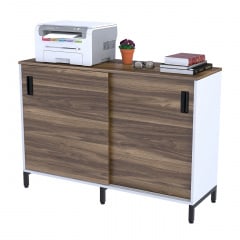 Тумба офисная LS-1200-830 Loft-design с раздвижными дверями орех - белый корпус Бородянка