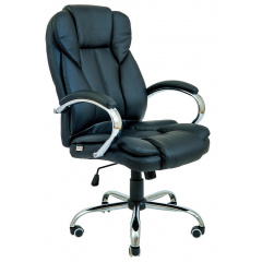 Офісне крісло керівника Richman Гранде чорний кожзам хром Київ