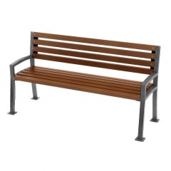 Вулична лавка садово-паркова Шарлота дерев'яна 1,8 м на металевих ніжках з підлокітниками Київ