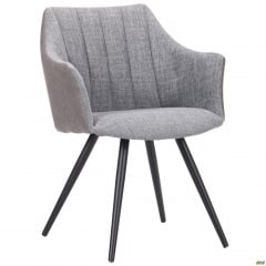 Крісло-стілець Florida AMF обідній м'яку тканину сіра на чорних ніжках у вітальню кафе Київ