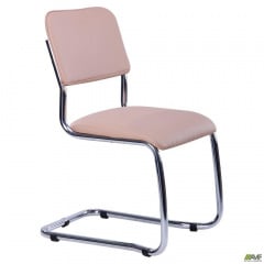 Офисный стул АМФ Квест на полозьях опорах-хром мягкое сидение - бежевое Киев