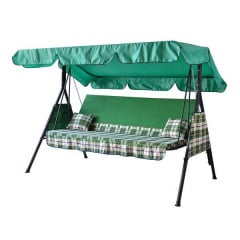Садовая качеля Vitan Дача в цвете зеленый тент и сидушка-диванчик синий с одуванчиками Владимир-Волынский