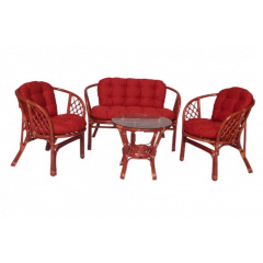 Плетені крісла з кавовим столиком Cruzo Багама терраса-сет комплект меблів із ротанга медового кольору Вінниця