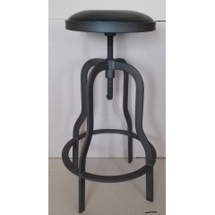 Високий табурет барний Індастріал гвинтовий регульований 67-89 см з м'яким сидінням Івано-Франківськ