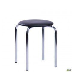 Кухонный табурет круглый АМФ Софи хром ножки сидение круглое мягкое-черное Нововолынск