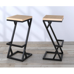 Стілець барний BS-2 Loft-Design металевий каркас N-форми тверда сидушка лдсп світлий дуб борас Славута