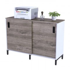 Тумба офісна LS-1200-830 Loft-design з розсувними дверима дуб-палену — білий корпус Славута