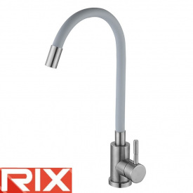 Змішувач для кухні Rix LUX (Chr-011) REFLECTOR GRAY рефлекторний сірий гусак, SUS304 з нержавіючої сталі