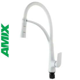 Змішувач для кухні з термопластику рефлекторний AMIX Lucas-017 SET White REFLECTOR White (з підводкою), Білий