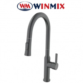 Змішувач для кухні Вухо Winmix Premium PULL GRAPHITE (Chr-014) з висувним зливом, Польща