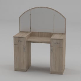 Туалетный столик Компанит Трюмо-4 с ящиками зеркалом для спальни для макияжа дсп дуб-сонома