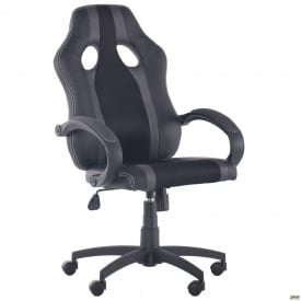 Игровое компьютерное кресло AMF Shift черный кожзам вставки сетка серая