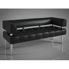 Диван офисный Тонус Sentenzo 180х60 см с подлокотниками черный