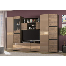 Стенка Гламур Мебель-Сервис 300х57х198 см дсп капучино