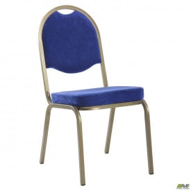 Стул Банкетный Хилтон золото металлокаркас сидение мягкое синее