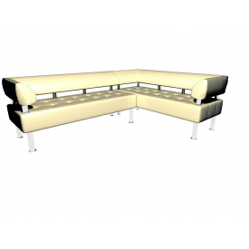 Кутовий диван для офісу Sentenzo Тонус з підлокотниками-спинкою кожзам білий