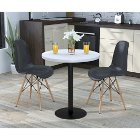 Стол обеденный BS-450 Loft-Design с круглой белой столешницей D-70 см