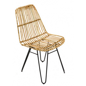 Плетеный стул Cruzo Коста из натурального ротанга на металлической основе