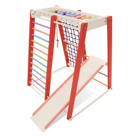 Детский спортивный мини уголок Sportbaby Кроха-3 высотой 145 см девянный розовый