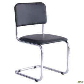 Офисный стул Сильвия черный на полозьях хром