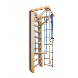 Шведская стенка Sportbaby Sport 2-240 деревянная детская с турником канатом кольцами