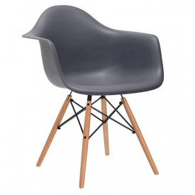 Обеденное кресло Тауэр Вуд серое пластиковое ножки деревянные