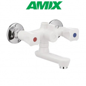 Змішувач для ванни з термопластику AMIX Omega-142 WHITE (без шланга та лійки), Білий