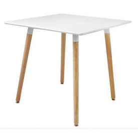 Квадратный стол обеденный Нури 80х80 см белый ножки деревянные