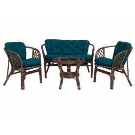 Плетеные кресла с кофейным столиком Cruzo Багама тераса-сет комплект мебели из ротанга в цвете темно-оливковый