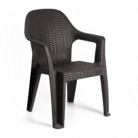 Пластиковое кресло-стул Мила под ротанг коричневый