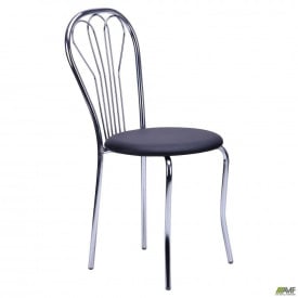 Обеденный стул Ванесса ножки-хром сидение черный кожзам