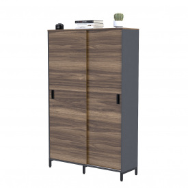 Шкаф офисный для документов LS-120х190 см антрацит двери дсп коричневый-орех